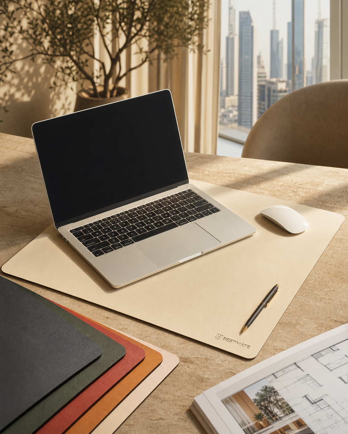 Bestimate Premium Desk Mat in a Dubai workspace